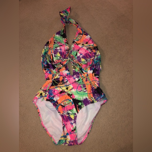 Halter style one piece swimsuit size large - Picture 3 of 5